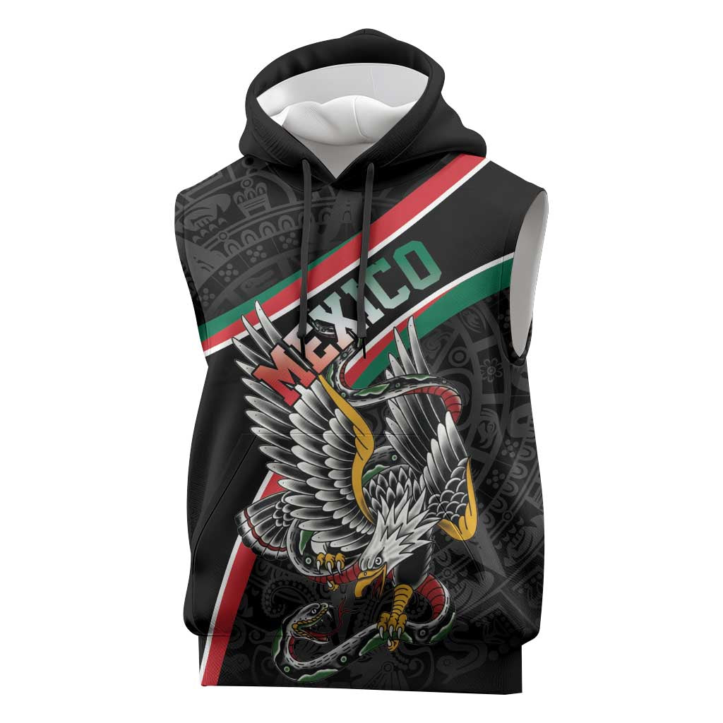 Mexico Eagle Spirit Personalized Sleeveless Hoodie Ancient Aztec Pattern - Wonder Print Shop