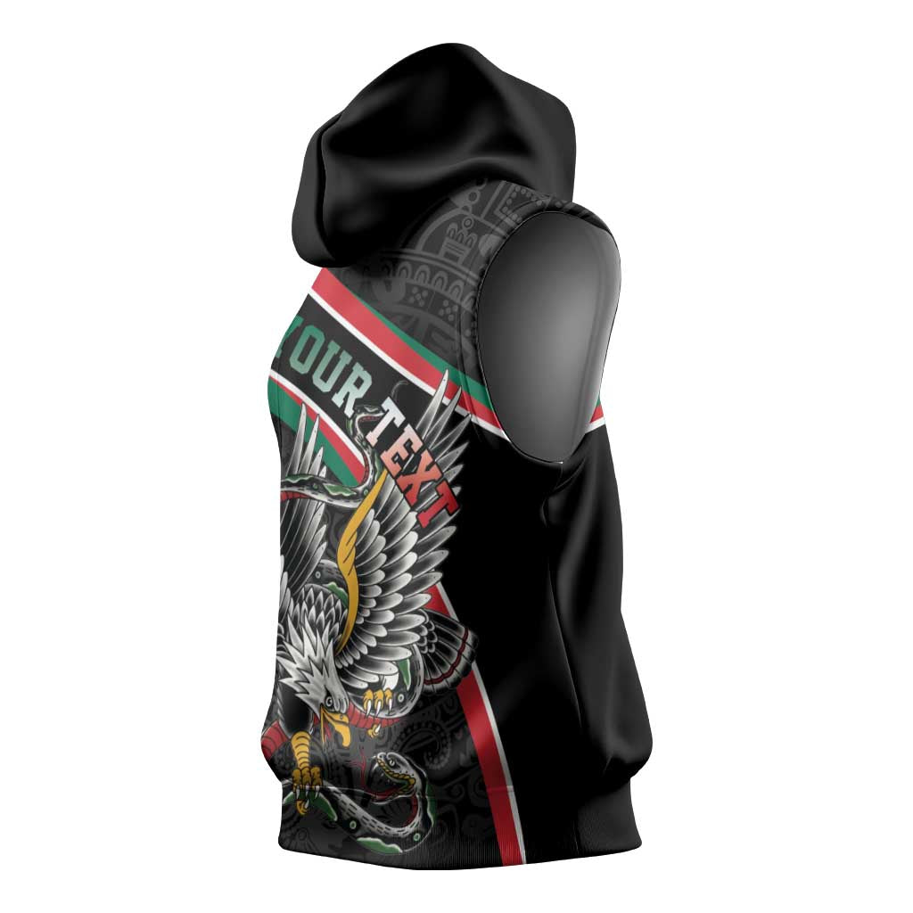 Mexico Eagle Spirit Personalized Sleeveless Hoodie Ancient Aztec Pattern - Wonder Print Shop