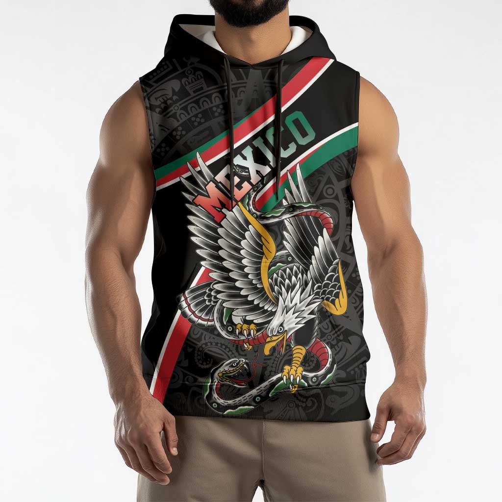 Mexico Eagle Spirit Personalized Sleeveless Hoodie Ancient Aztec Pattern - Wonder Print Shop