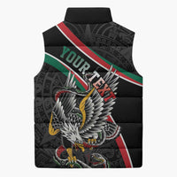 Mexico Eagle Spirit Personalized Sleeveless Puffer Jacket Ancient Aztec Pattern - Wonder Print Shop