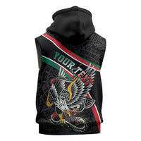 Mexico Eagle Spirit Personalized Sleeveless Zip Hoodie Ancient Aztec Pattern - Wonder Print Shop