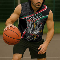 Mexico Eagle Spirit Personalized Sleeveless Zip Hoodie Ancient Aztec Pattern - Wonder Print Shop