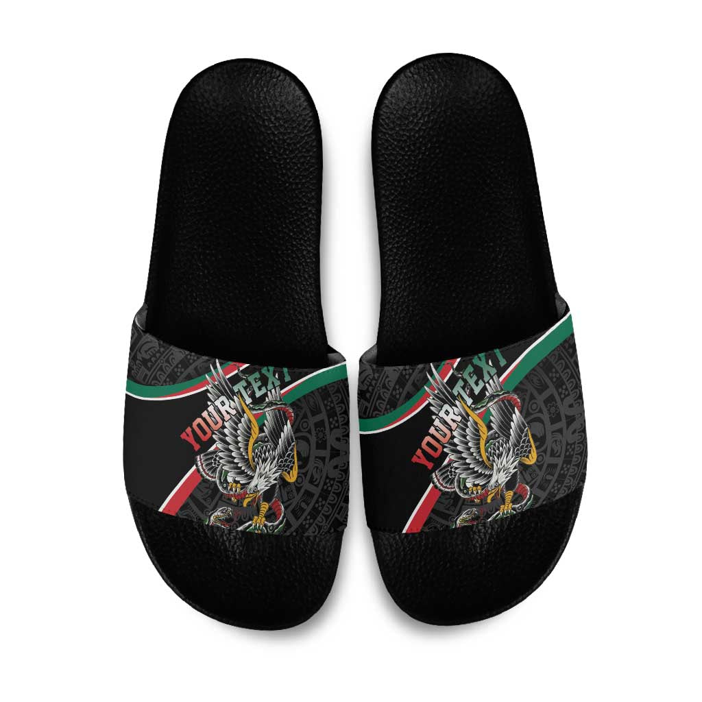 Mexico Eagle Spirit Personalized Slide Sandals Ancient Aztec Pattern - Wonder Print Shop