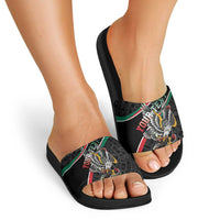 Mexico Eagle Spirit Personalized Slide Sandals Ancient Aztec Pattern - Wonder Print Shop