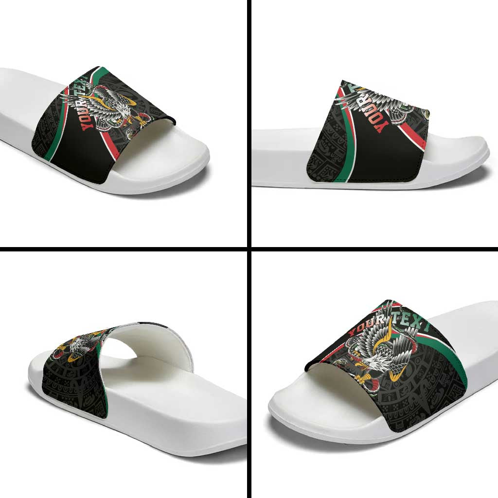 Mexico Eagle Spirit Personalized Slide Sandals Ancient Aztec Pattern - Wonder Print Shop