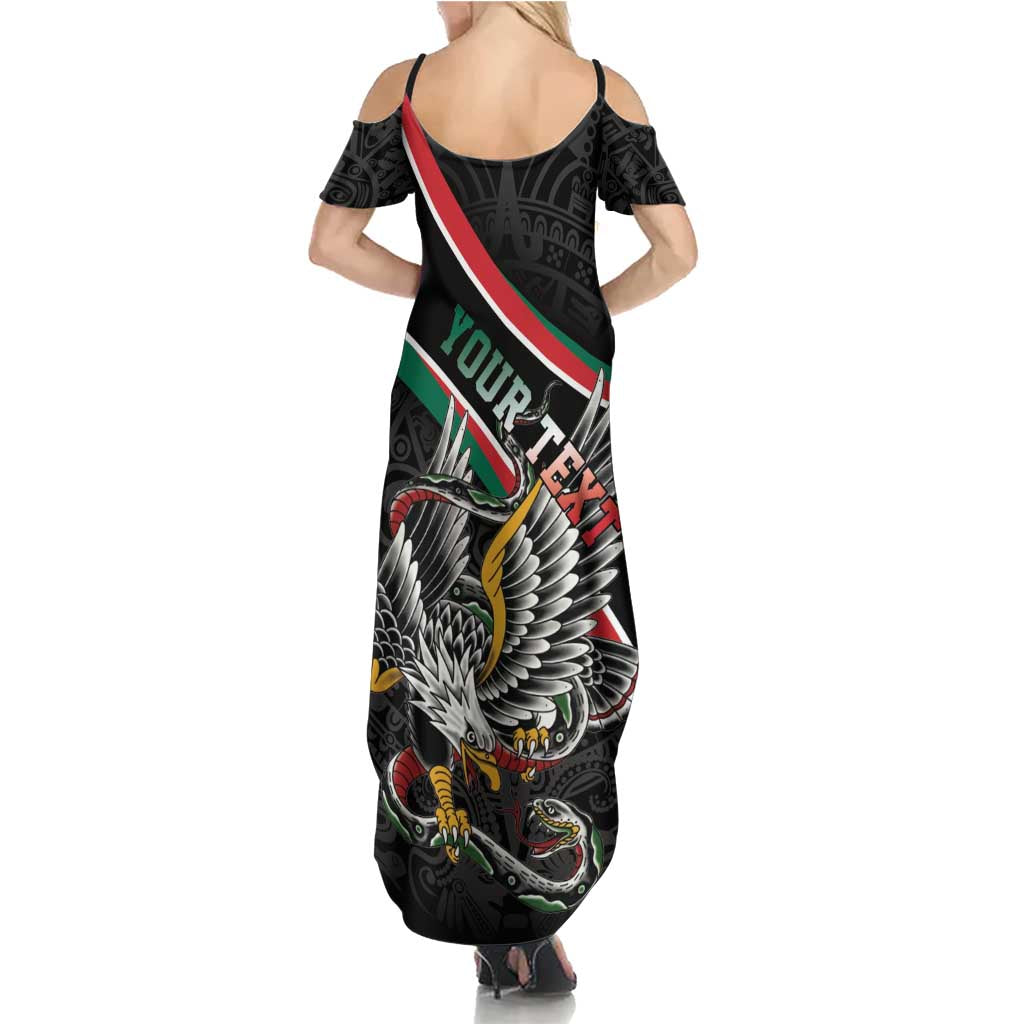 Mexico Eagle Spirit Personalized Summer Maxi Dress Ancient Aztec Pattern - Wonder Print Shop