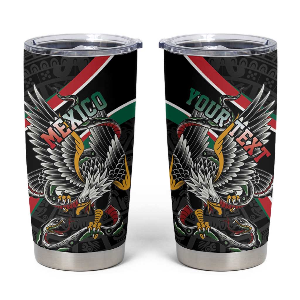Mexico Eagle Spirit Personalized Tumbler Cup Ancient Aztec Pattern - Wonder Print Shop