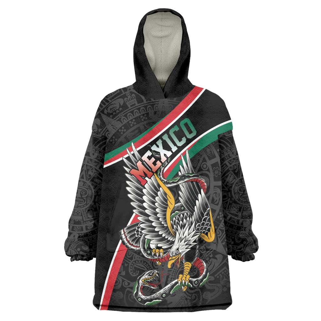 Mexico Eagle Spirit Personalized Wearable Blanket Hoodie Ancient Aztec Pattern - Wonder Print Shop