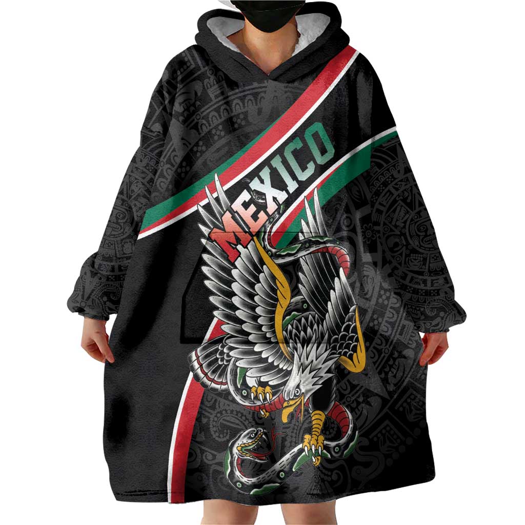 Mexico Eagle Spirit Personalized Wearable Blanket Hoodie Ancient Aztec Pattern - Wonder Print Shop
