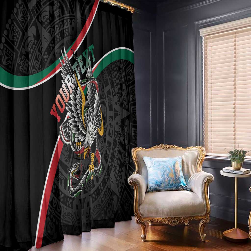 Mexico Eagle Spirit Personalized Window Curtain Ancient Aztec Pattern - Wonder Print Shop