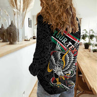Mexico Eagle Spirit Personalized Women Casual Shirt Ancient Aztec Pattern - Wonder Print Shop