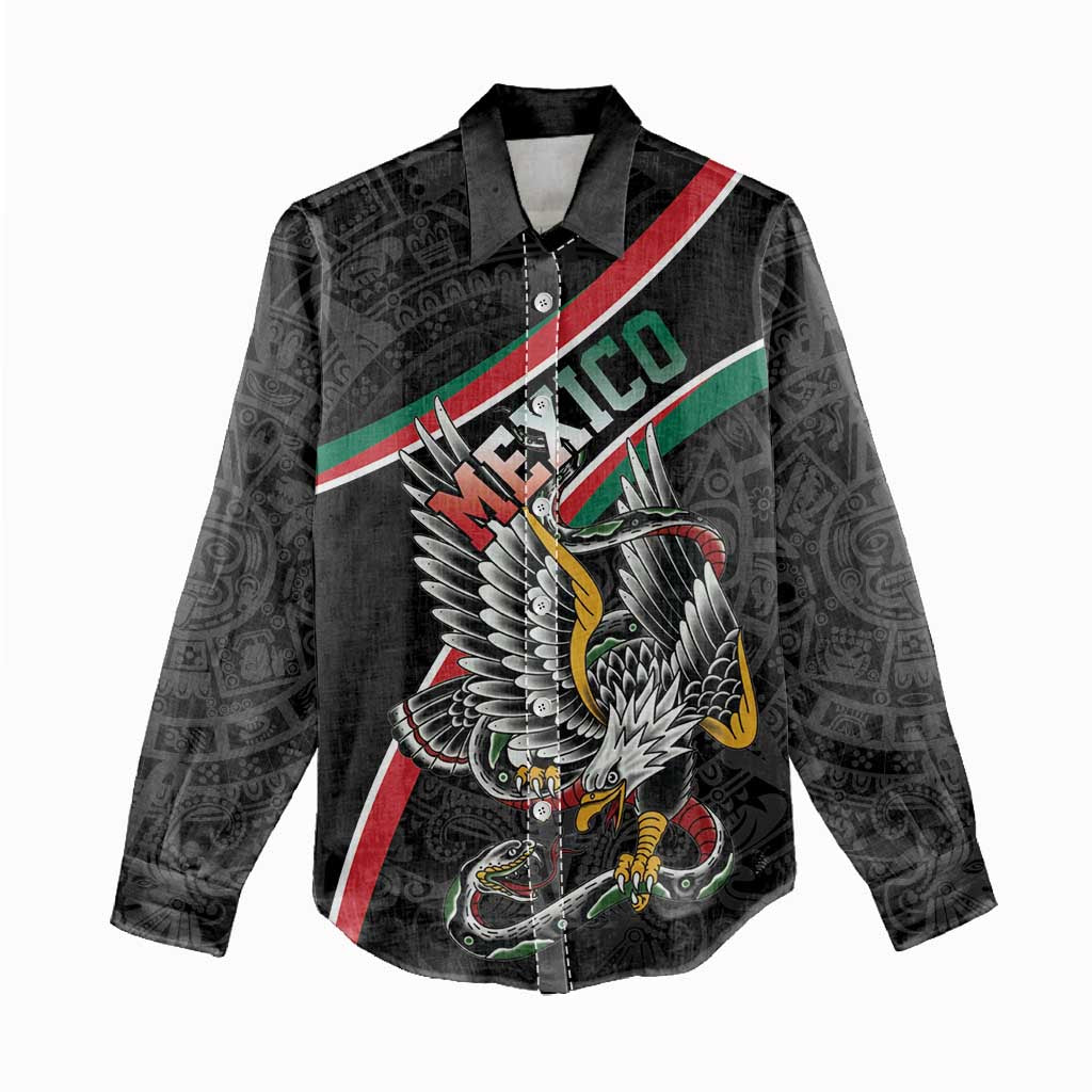 Mexico Eagle Spirit Personalized Women Casual Shirt Ancient Aztec Pattern - Wonder Print Shop