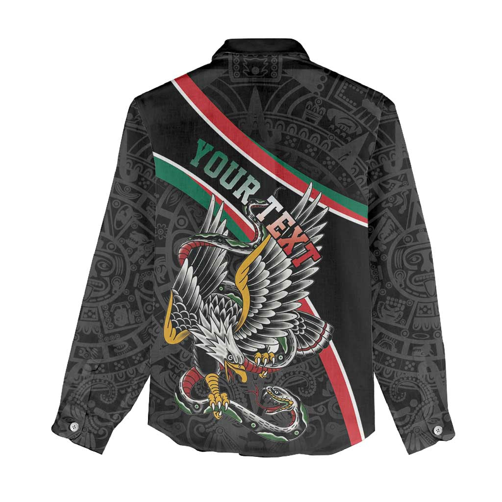 Mexico Eagle Spirit Personalized Women Casual Shirt Ancient Aztec Pattern - Wonder Print Shop