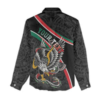 Mexico Eagle Spirit Personalized Women Casual Shirt Ancient Aztec Pattern - Wonder Print Shop