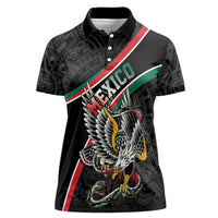 Mexico Eagle Spirit Personalized Women Polo Shirt Ancient Aztec Pattern - Wonder Print Shop