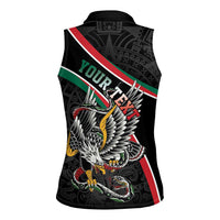 Mexico Eagle Spirit Personalized Women Sleeveless Polo Shirt Ancient Aztec Pattern - Wonder Print Shop