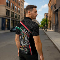 Mexico Eagle Spirit Personalized Zipper Polo Shirt Ancient Aztec Pattern - Wonder Print Shop