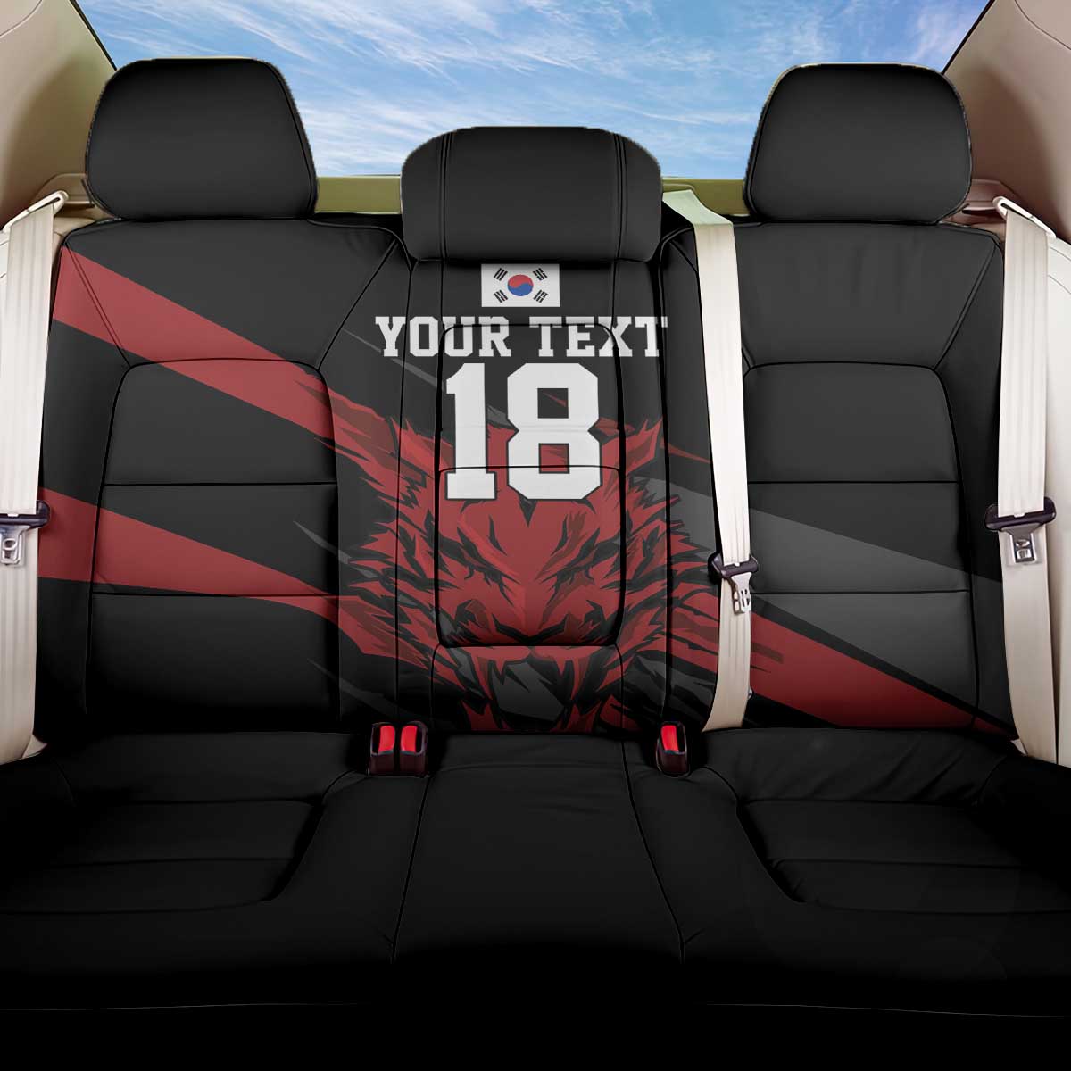Custom South Korea Football Back Car Seat Cover Taegeuk Warriors Spirit - Wonder Print Shop