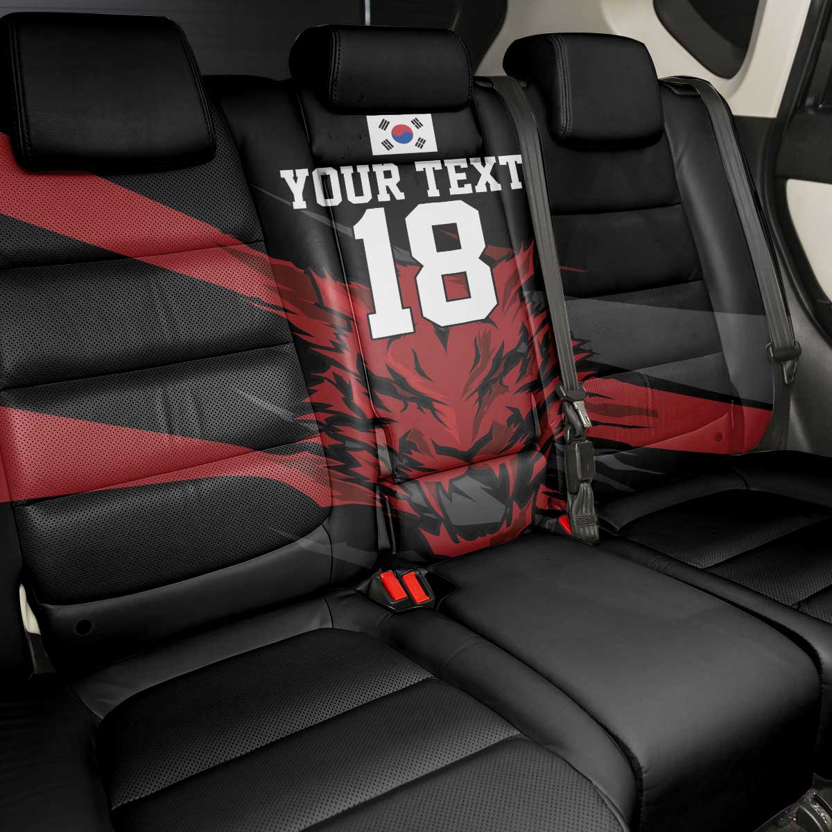 Custom South Korea Football Back Car Seat Cover Taegeuk Warriors Spirit - Wonder Print Shop