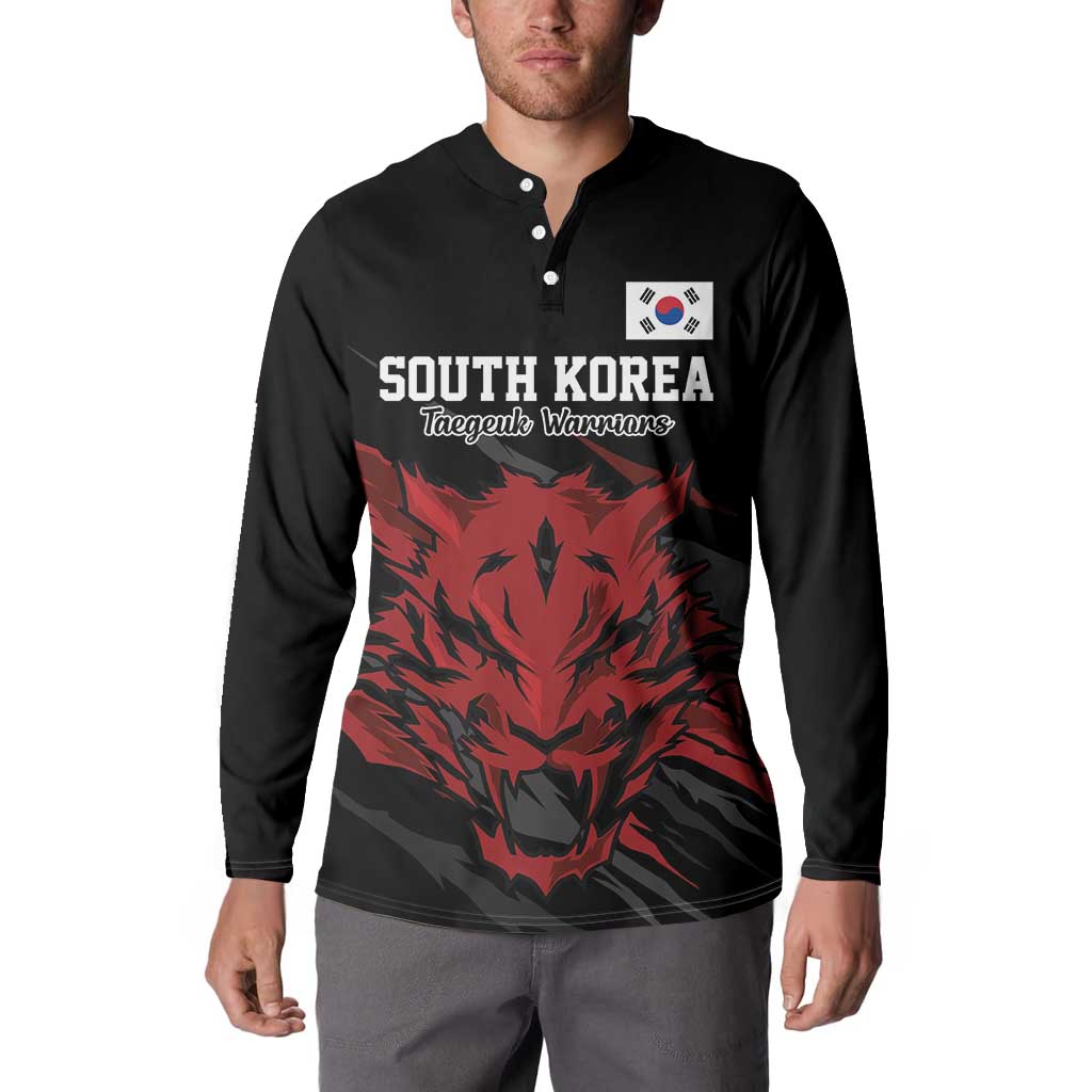 Custom South Korea Football Button Sweatshirt Taegeuk Warriors Spirit - Wonder Print Shop