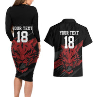 Custom South Korea Football Couples Matching Long Sleeve Bodycon Dress and Hawaiian Shirt Taegeuk Warriors Spirit - Wonder Print Shop