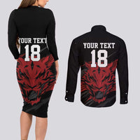 Custom South Korea Football Couples Matching Long Sleeve Bodycon Dress and Long Sleeve Button Shirt Taegeuk Warriors Spirit - Wonder Print Shop
