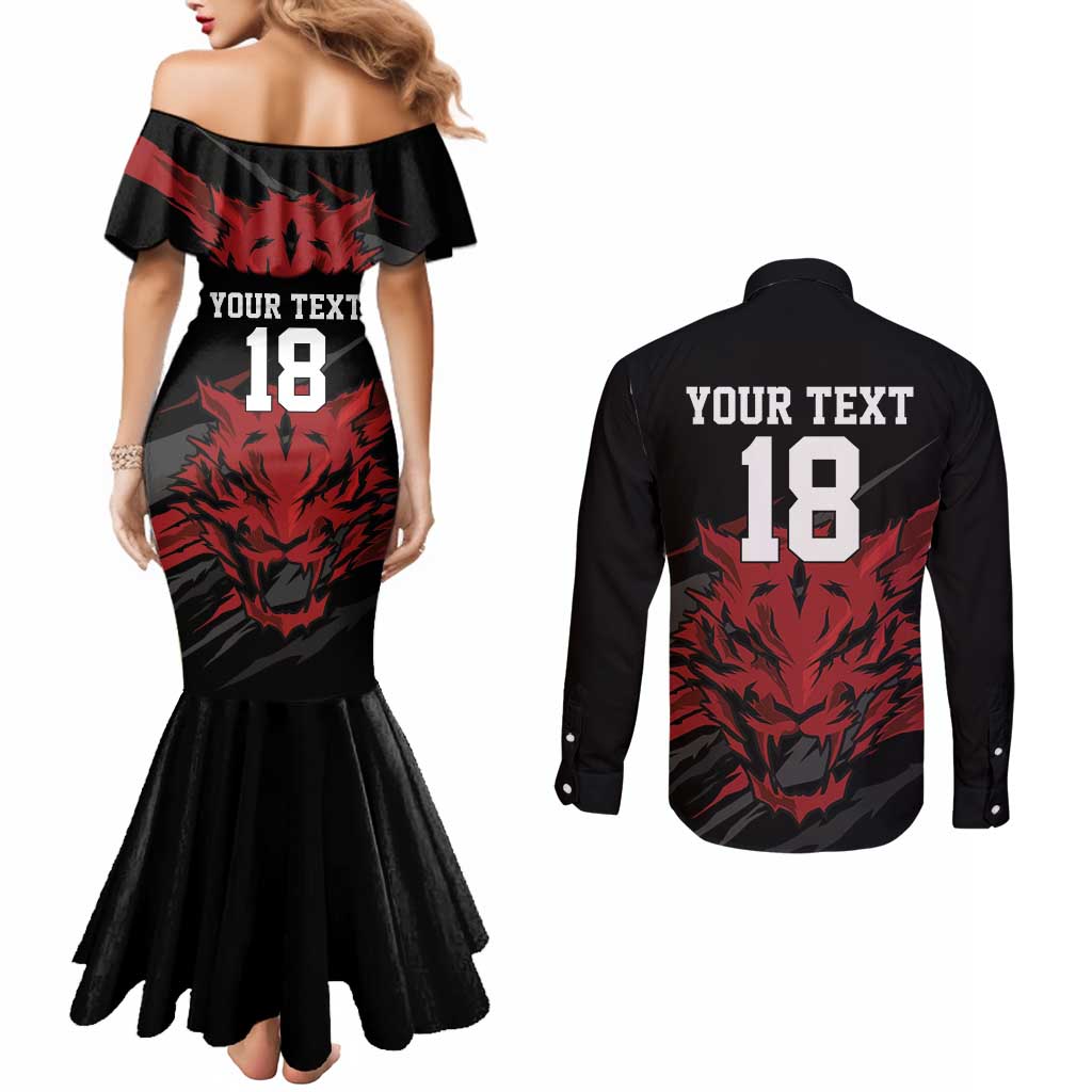 Custom South Korea Football Couples Matching Mermaid Dress and Long Sleeve Button Shirt Taegeuk Warriors Spirit - Wonder Print Shop