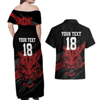 Custom South Korea Football Couples Matching Off Shoulder Maxi Dress and Hawaiian Shirt Taegeuk Warriors Spirit - Wonder Print Shop