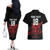Custom South Korea Football Couples Matching Off The Shoulder Long Sleeve Dress and Hawaiian Shirt Taegeuk Warriors Spirit - Wonder Print Shop