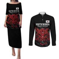 Custom South Korea Football Couples Matching Puletasi and Long Sleeve Button Shirt Taegeuk Warriors Spirit - Wonder Print Shop