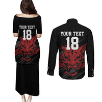 Custom South Korea Football Couples Matching Puletasi and Long Sleeve Button Shirt Taegeuk Warriors Spirit - Wonder Print Shop
