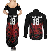 Custom South Korea Football Couples Matching Summer Maxi Dress and Long Sleeve Button Shirt Taegeuk Warriors Spirit - Wonder Print Shop