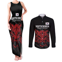 Custom South Korea Football Couples Matching Tank Maxi Dress and Long Sleeve Button Shirt Taegeuk Warriors Spirit - Wonder Print Shop