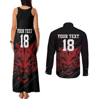 Custom South Korea Football Couples Matching Tank Maxi Dress and Long Sleeve Button Shirt Taegeuk Warriors Spirit - Wonder Print Shop