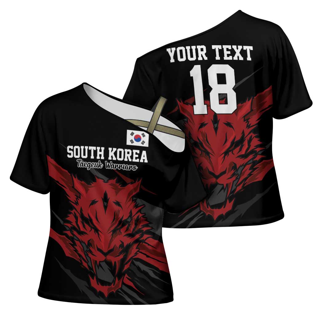 Custom South Korea Football Cross Shoulder Shirt Taegeuk Warriors Spirit - Wonder Print Shop