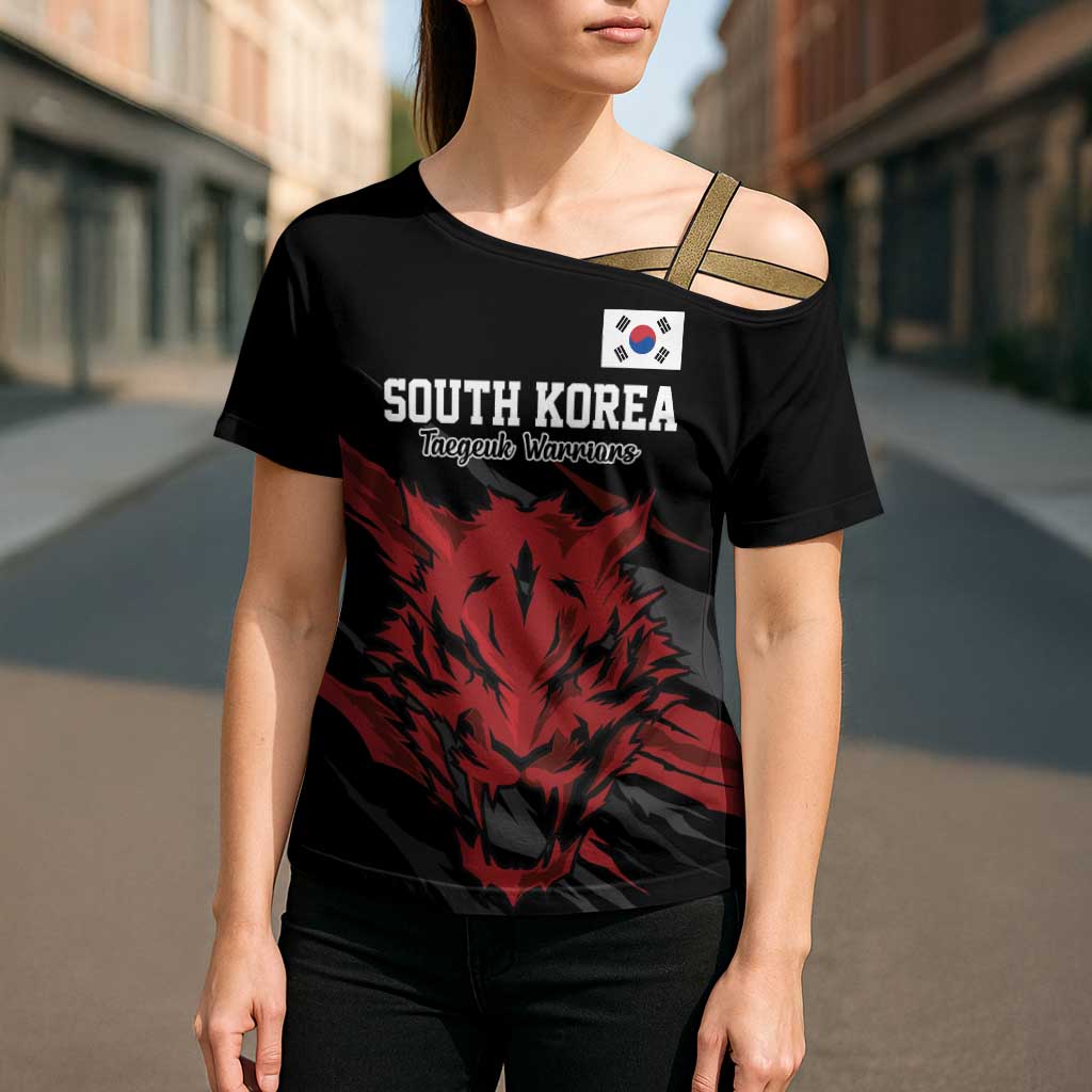 Custom South Korea Football Cross Shoulder Shirt Taegeuk Warriors Spirit - Wonder Print Shop