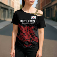 Custom South Korea Football Cross Shoulder Shirt Taegeuk Warriors Spirit - Wonder Print Shop