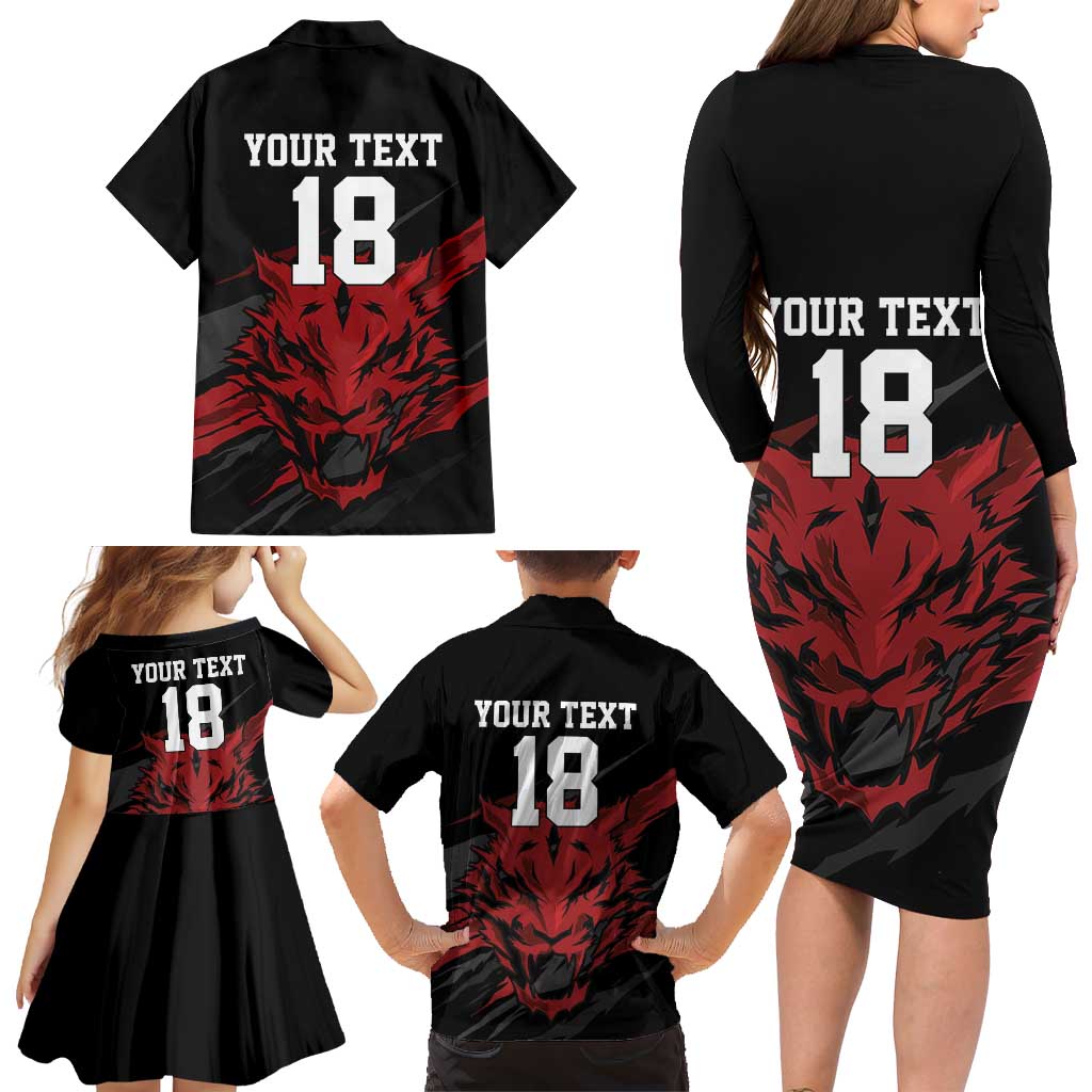 Custom South Korea Football Family Matching Long Sleeve Bodycon Dress and Hawaiian Shirt Taegeuk Warriors Spirit - Wonder Print Shop