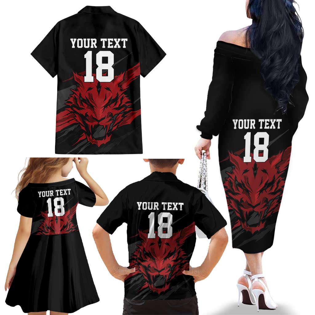 Custom South Korea Football Family Matching Off The Shoulder Long Sleeve Dress and Hawaiian Shirt Taegeuk Warriors Spirit - Wonder Print Shop