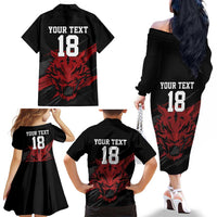 Custom South Korea Football Family Matching Off The Shoulder Long Sleeve Dress and Hawaiian Shirt Taegeuk Warriors Spirit - Wonder Print Shop