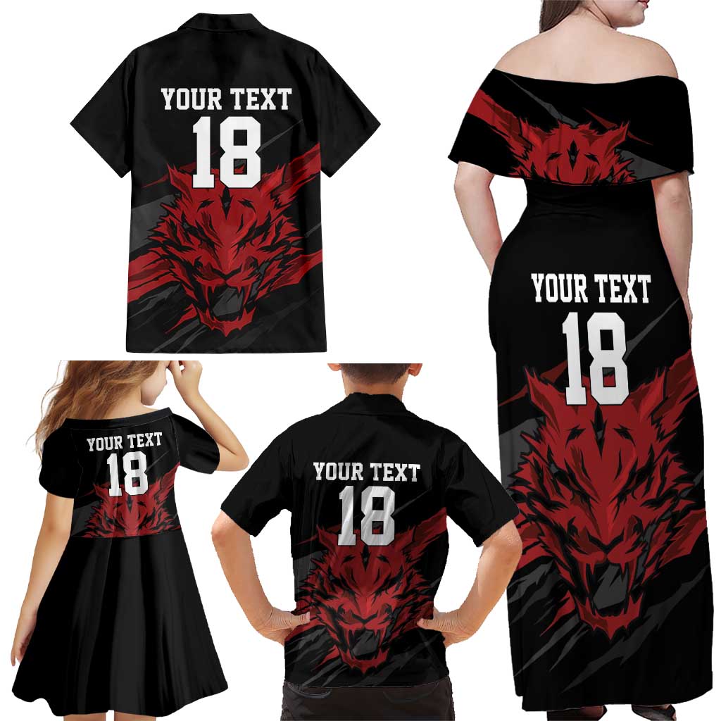 Custom South Korea Football Family Matching Off Shoulder Maxi Dress and Hawaiian Shirt Taegeuk Warriors Spirit - Wonder Print Shop