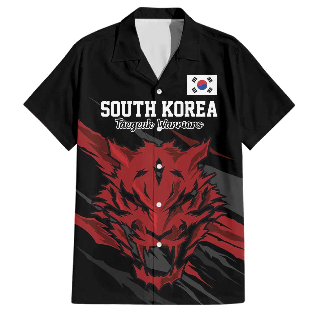 Custom South Korea Football Family Matching Off Shoulder Maxi Dress and Hawaiian Shirt Taegeuk Warriors Spirit - Wonder Print Shop