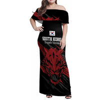 Custom South Korea Football Family Matching Off Shoulder Maxi Dress and Hawaiian Shirt Taegeuk Warriors Spirit - Wonder Print Shop