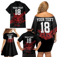 Custom South Korea Football Family Matching Off Shoulder Short Dress and Hawaiian Shirt Taegeuk Warriors Spirit - Wonder Print Shop