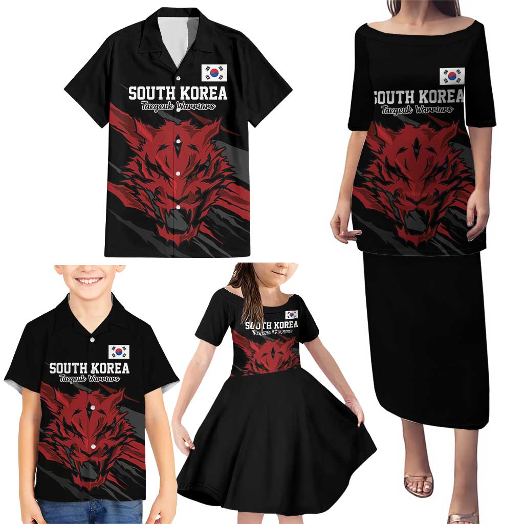 Custom South Korea Football Family Matching Puletasi and Hawaiian Shirt Taegeuk Warriors Spirit - Wonder Print Shop