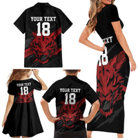 Custom South Korea Football Family Matching Short Sleeve Bodycon Dress and Hawaiian Shirt Taegeuk Warriors Spirit - Wonder Print Shop