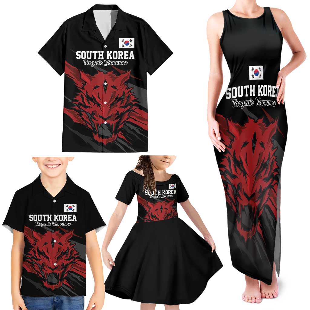 Custom South Korea Football Family Matching Tank Maxi Dress and Hawaiian Shirt Taegeuk Warriors Spirit - Wonder Print Shop