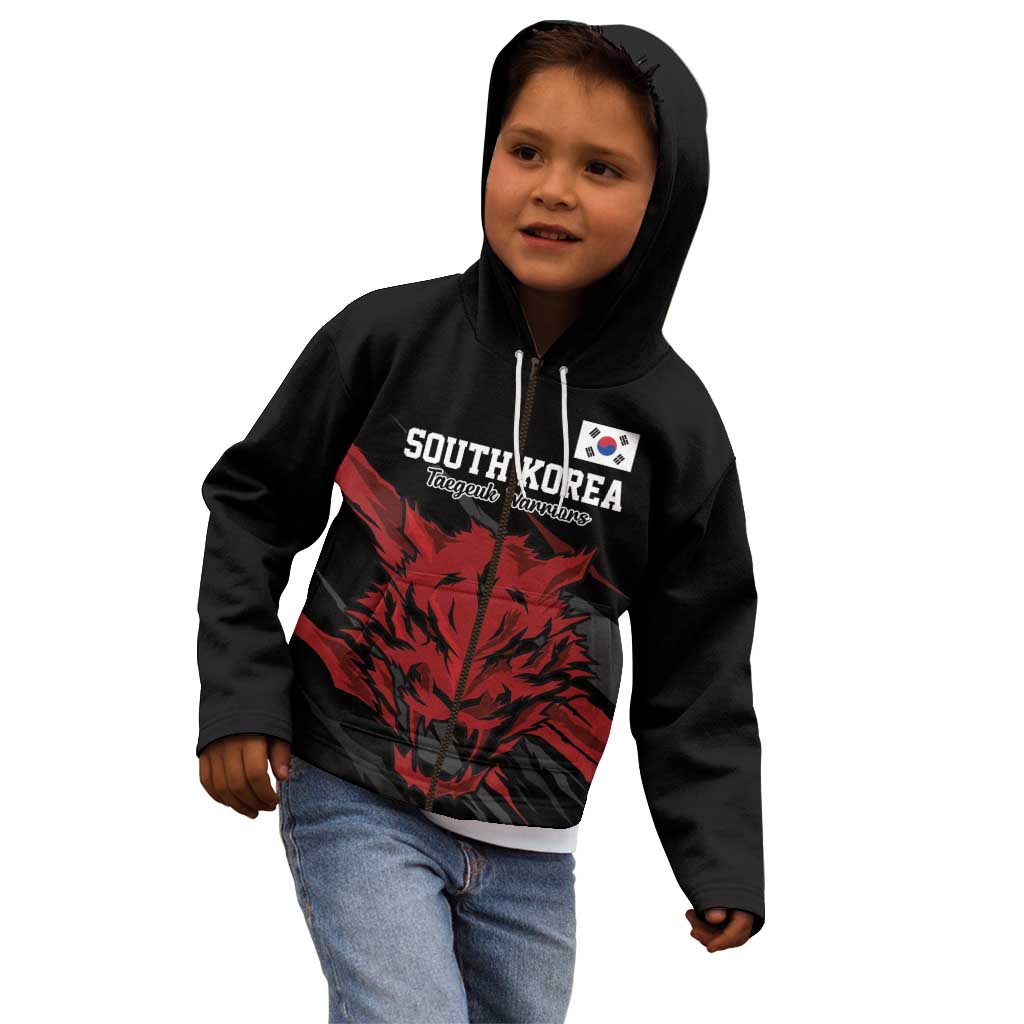 Custom South Korea Football Kid Hoodie Taegeuk Warriors Spirit - Wonder Print Shop