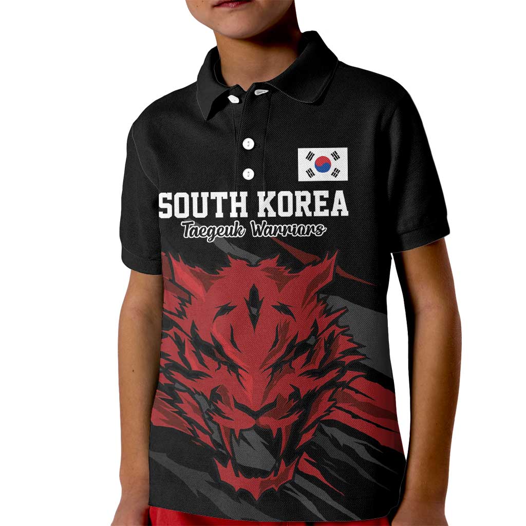 Custom South Korea Football Kid Polo Shirt Taegeuk Warriors Spirit - Wonder Print Shop