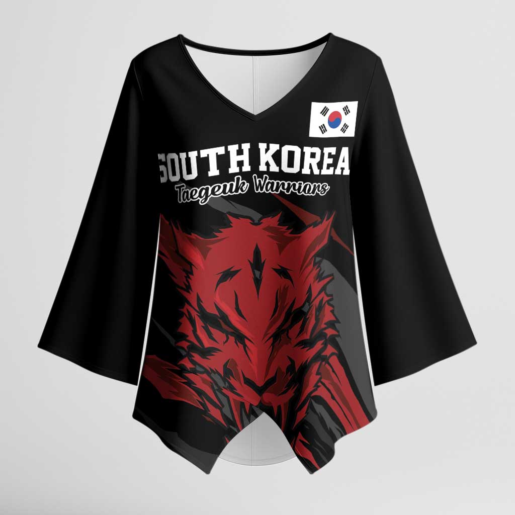 Custom South Korea Football Kimono Sleeve Blouse Taegeuk Warriors Spirit - Wonder Print Shop